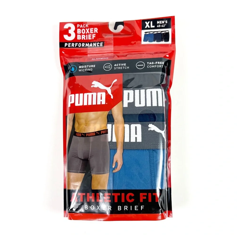 PUMA Men’s 3 Pack Performance Boxer Briefs XL